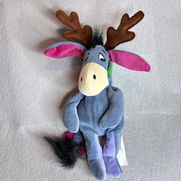 Reindeer Eeyore Winnie The Pooh The Disney Store Bean Bag 9" Plush Stuffed Toy - Picture 2 of 4